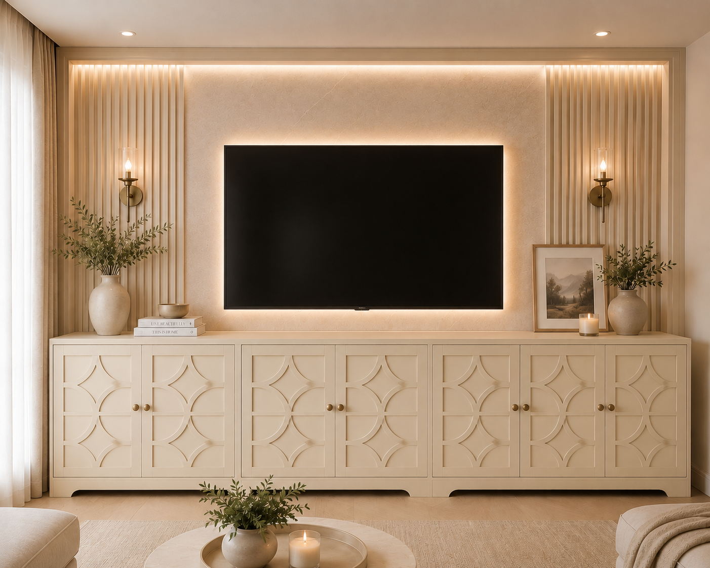 Light custom media wall