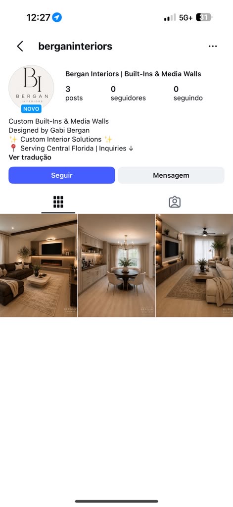 Bergan Interiors Instagram profile