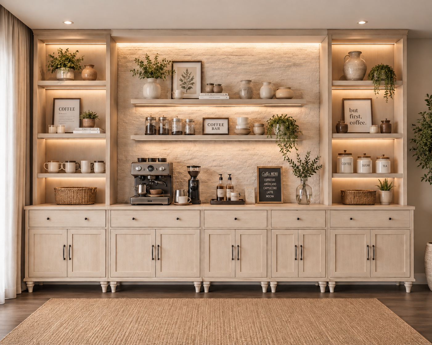 Custom coffee bar built-in design