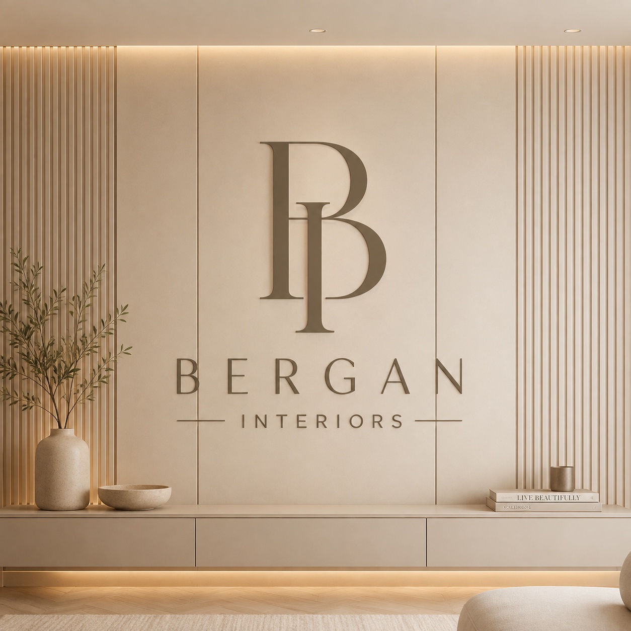 Custom walnut media wall by Bergan Interiors